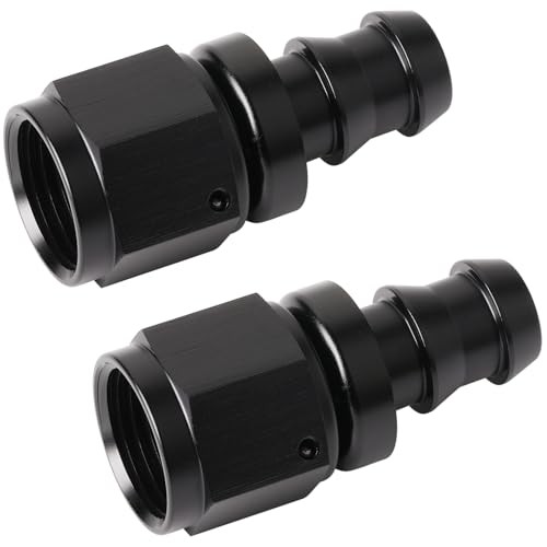 6AN Straight Push Lock Hose Fitting End Adapter 6AN - 2PCS Straight, Black