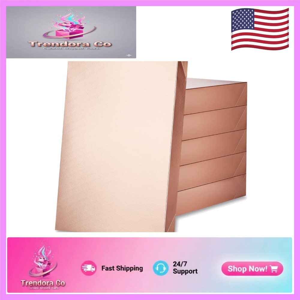 6 Extra Large Rose Gold Gift Wrap Boxes - Perfect for Clothes & Celebrations