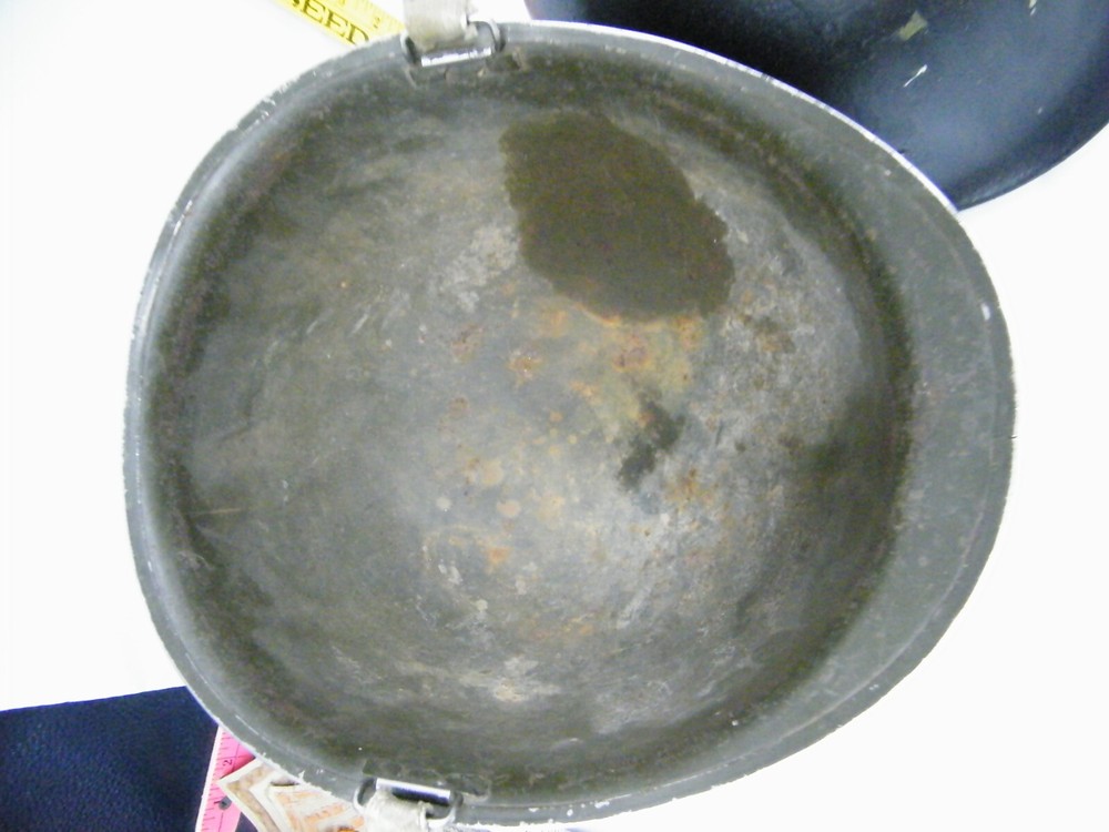 Vintage WWII Helmet & Turtle Shell Liner Front Seam