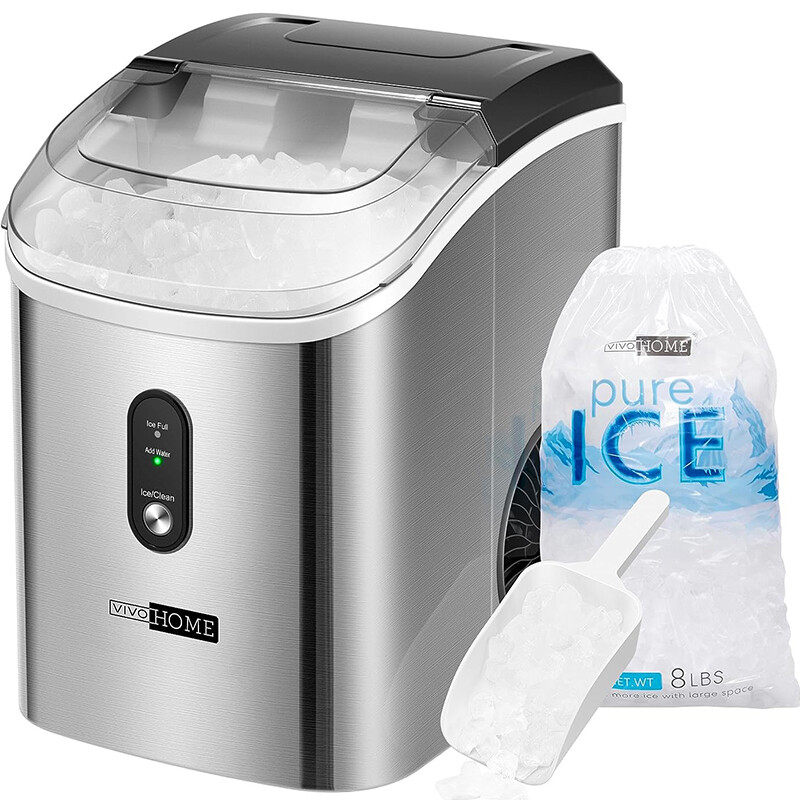 33lbs/Day Electric Chewable Nugget Ice Cube Maker Machine Self-Clean Function