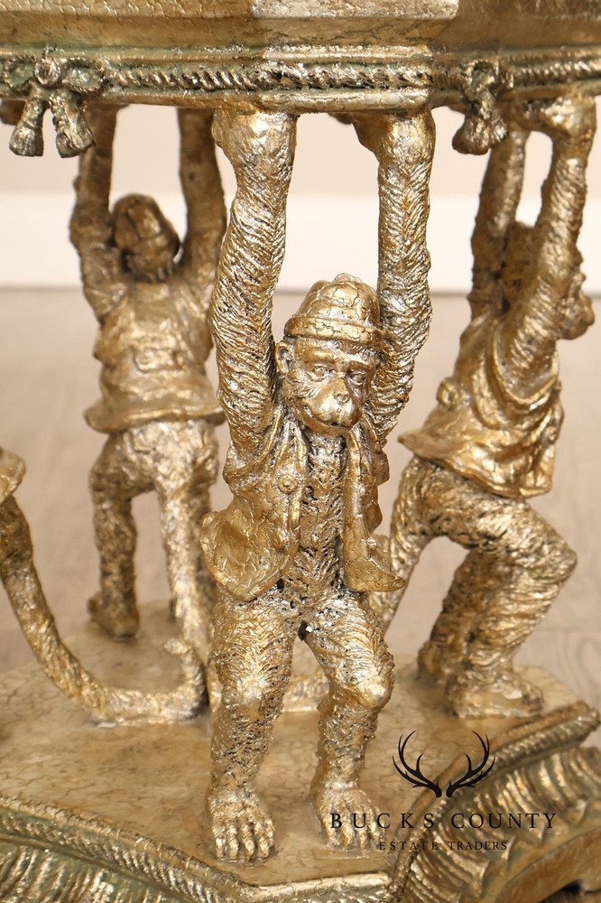 Figural Monkey Form Gilt Metal Obelisk Étagère