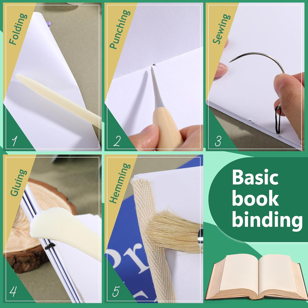 65 Pcs Book Binding Kits Book Binding Materials Bone Folder Tool Bookbinding Sup