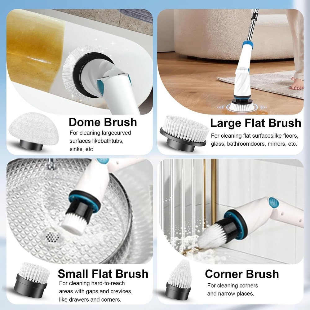 Electric Spin Scrubber Replaceable Brush Heads Set, 4 Pack Cordless Spin Scrubbe