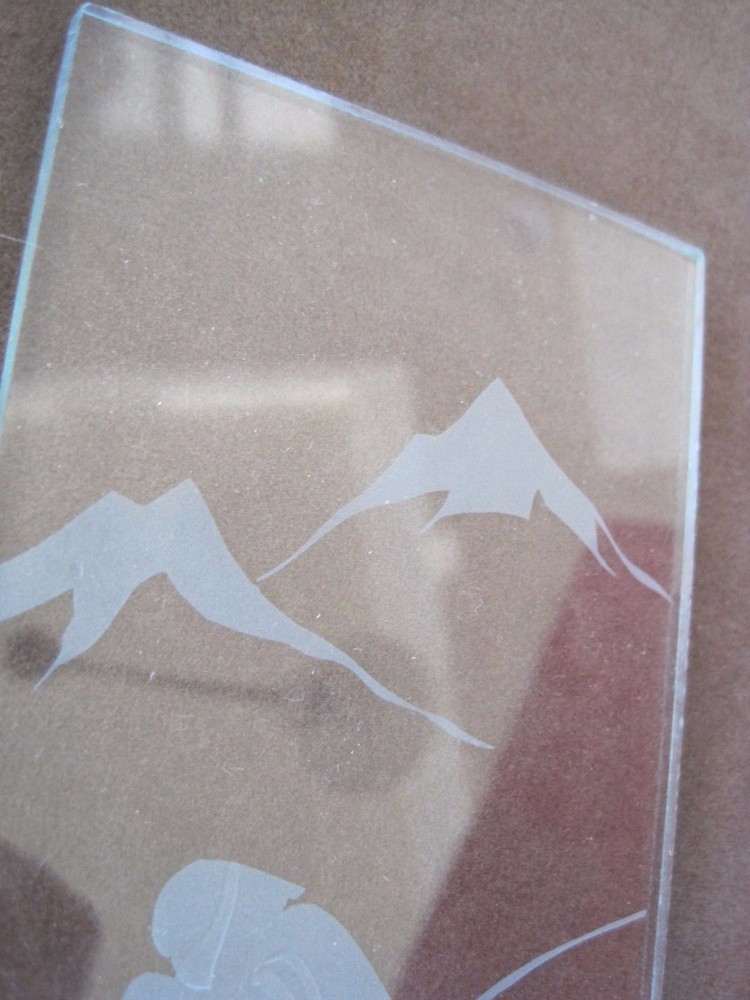 Etched Glass Skier 6" x 3"