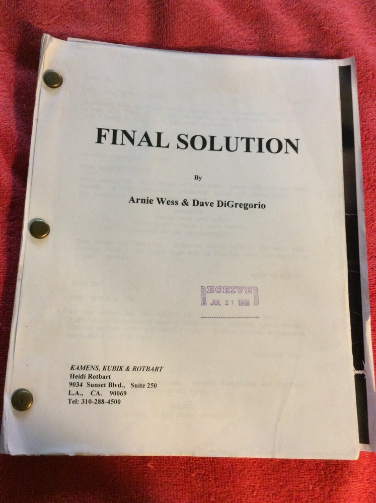 SCRIPT FINAL SOLUTION JUSTICE WITH A VENGEANCE ARNIE WESS DAVE DIGREGORIO