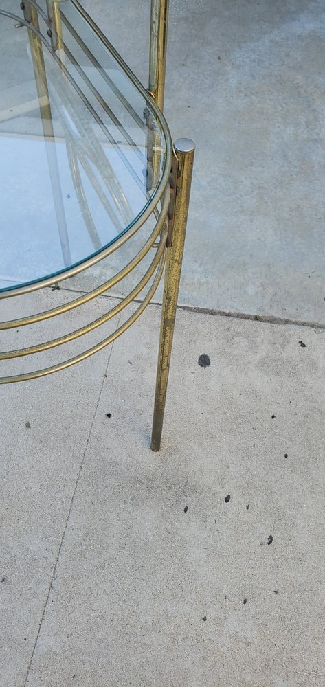 Vintage Mid Centry Brass Vanity Table With Glass Top