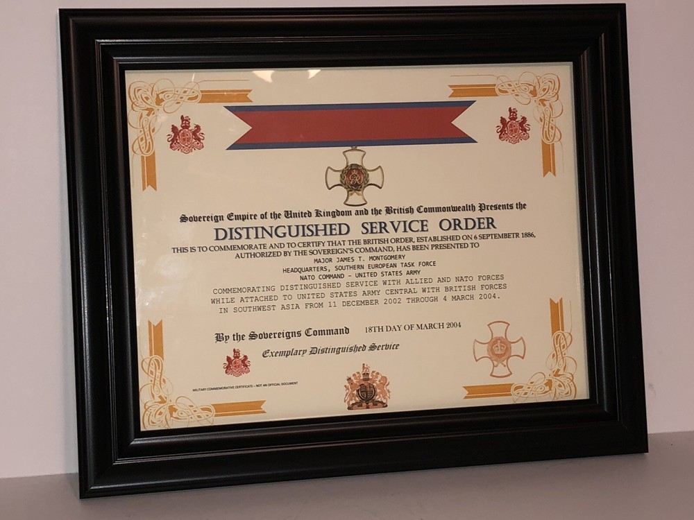 DISTINGUISHED SERVICE ORDER [UK] COMMEMORATIVE CERTIFICATE ~ Type 1