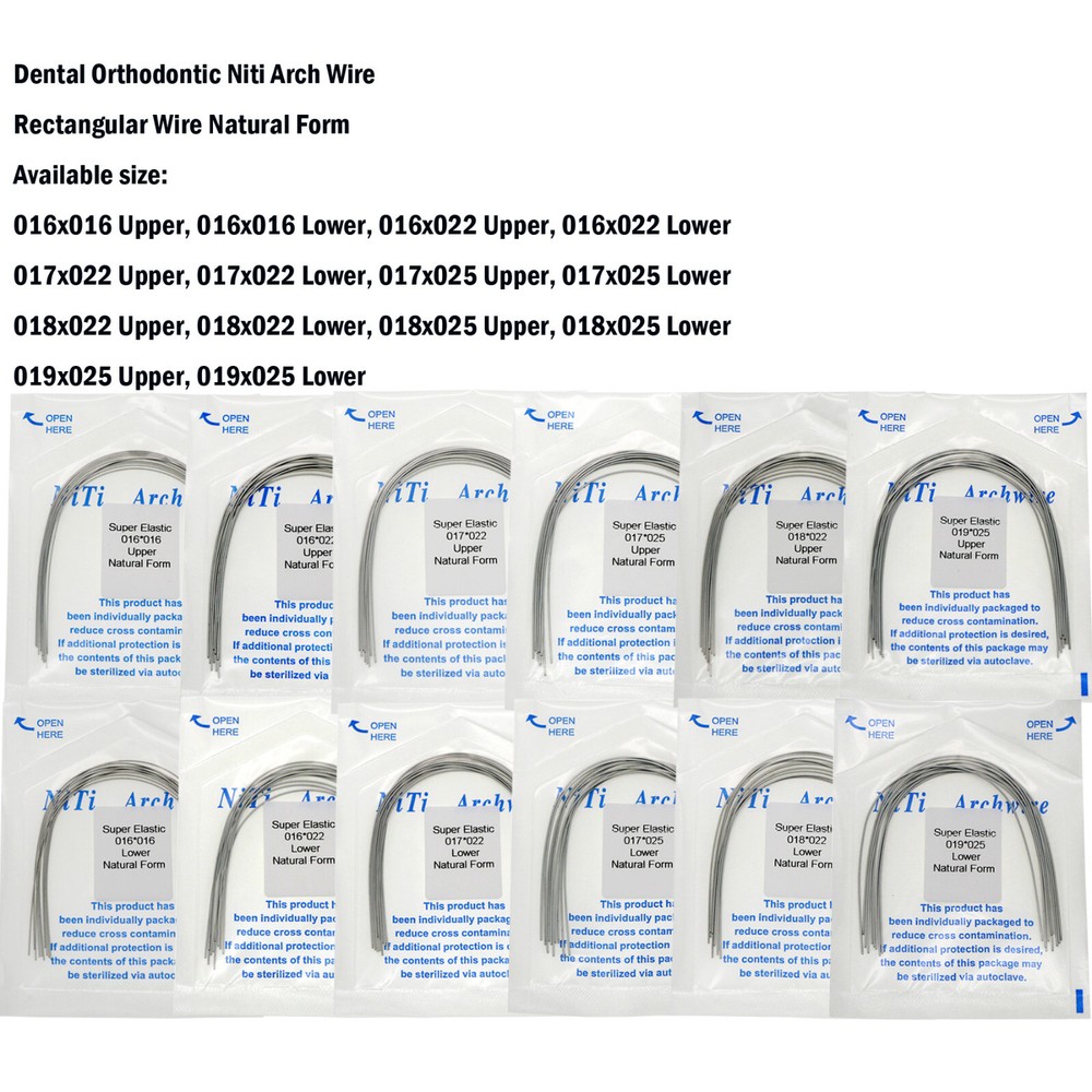 Dental Orthodontic Arch Wire Super Elastic Niti Round Rectangular Natural Form