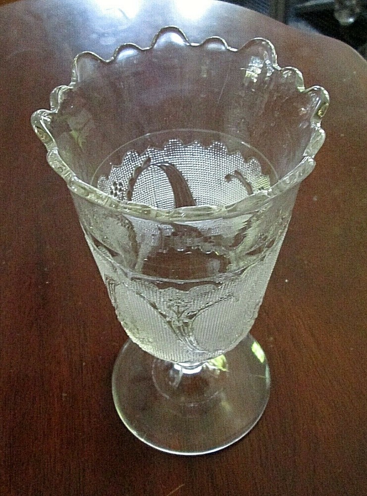 EAPG SPRIG on SNOW Celery Vase 8" HTF
