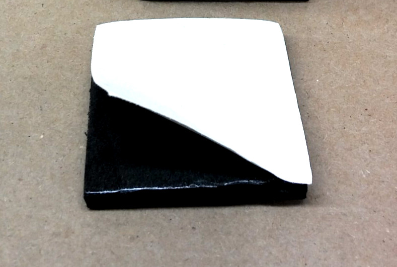 Neoprene Rubber Sheet  Solid 3/8"Thick x 4" x 4" Sq - Peel-Back Adhesive 1 Side