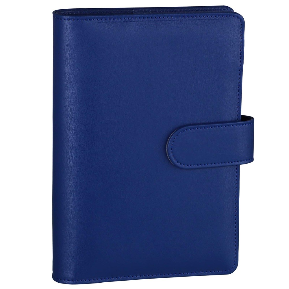 Antner A6 PU Leather Budget Binder - Refillable 6 Ring Notebook A6, Navy Blue