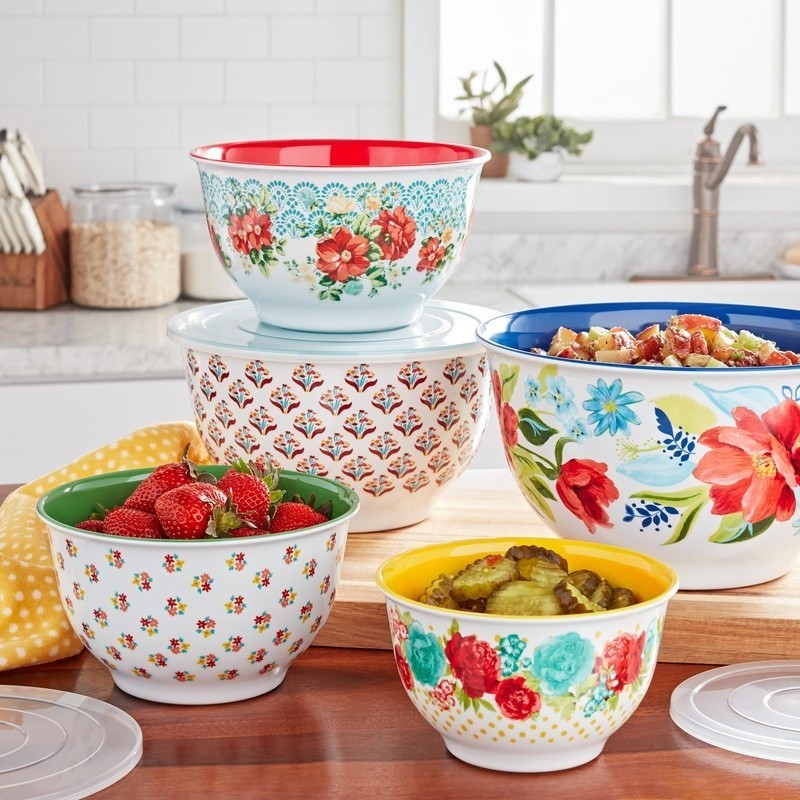 Melamine Mixing Bowl Set 10 Piece Nesting Kitchen Prep Storage Dishwasher Safe