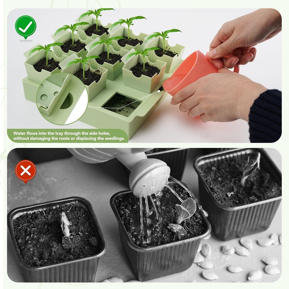 Seed Starter Tray, Dual-Purpose Handles for Transplanting & Labeling, 9 Deep ...