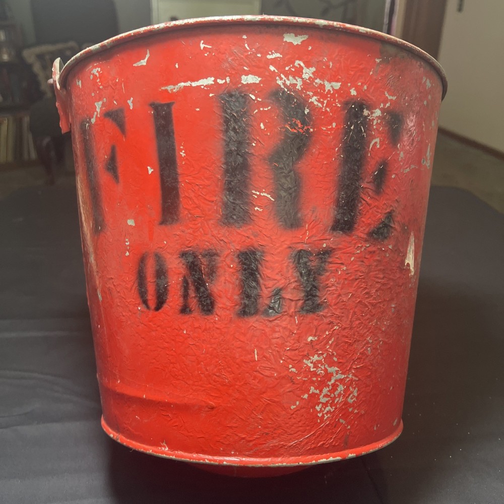 Vintage Fire Bucket With Round Bottom  galvanized
