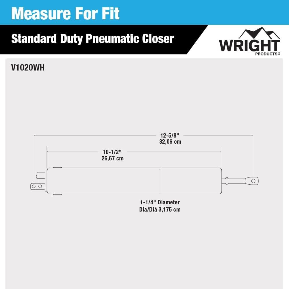V1020WH Standard Duty Pneumatic Closer, White