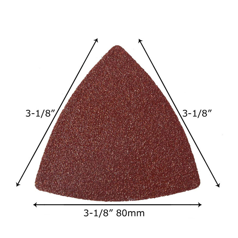 80*80*80mm Hook and Loop Delta Sanding Sheets Triangular Detail Sandpaper Pads