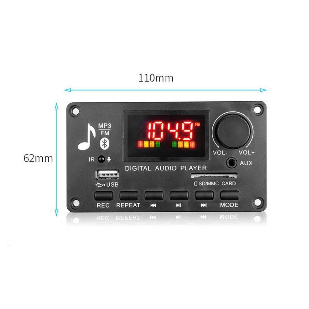 Amplifier Decoder Board 2 x 40W with Bluetooth 5.0, MP3 Player and IR FM Radio,