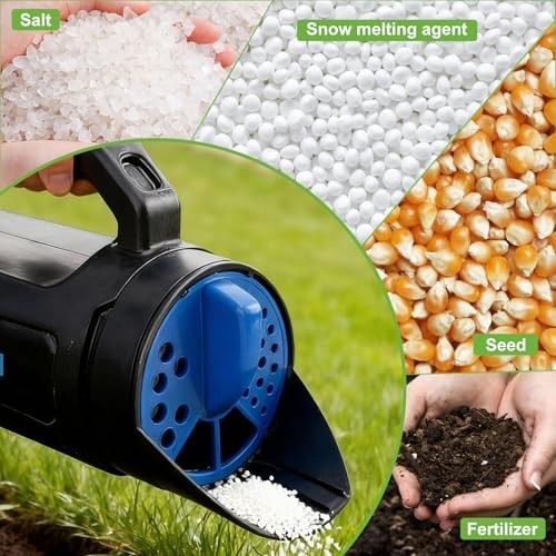 Multi-Use Handheld Spreader for Fertilizer, Grass Seed & Ice Melt - 84 Oz Capaci