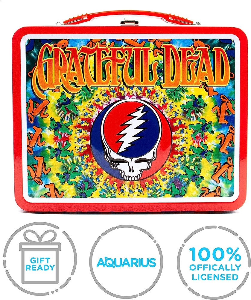 AQUARIUS Grateful Dead Fun Box - Sturdy Tin Storage Box with Plastic Handle & Em