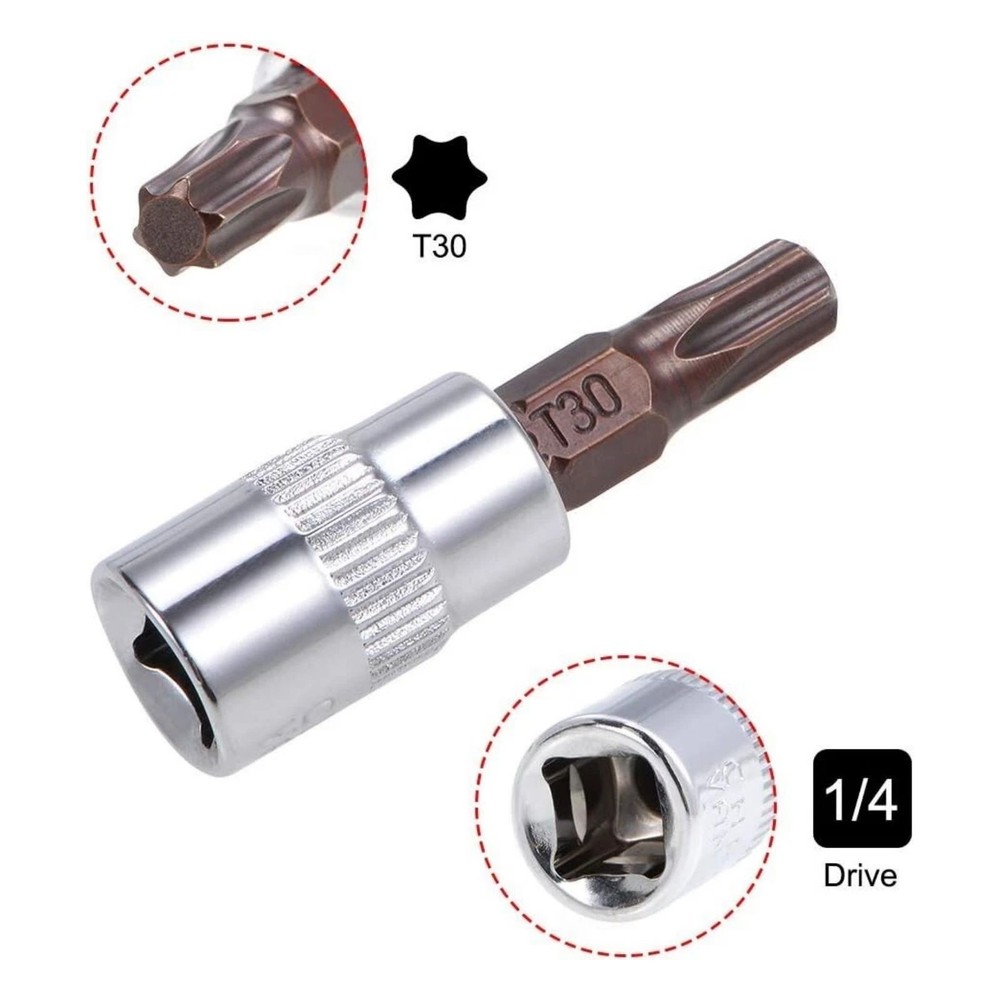 5pcs T30 Torx Bit Socket 35mm / 1.38 inch Length Universal DIY Hand Work Tool