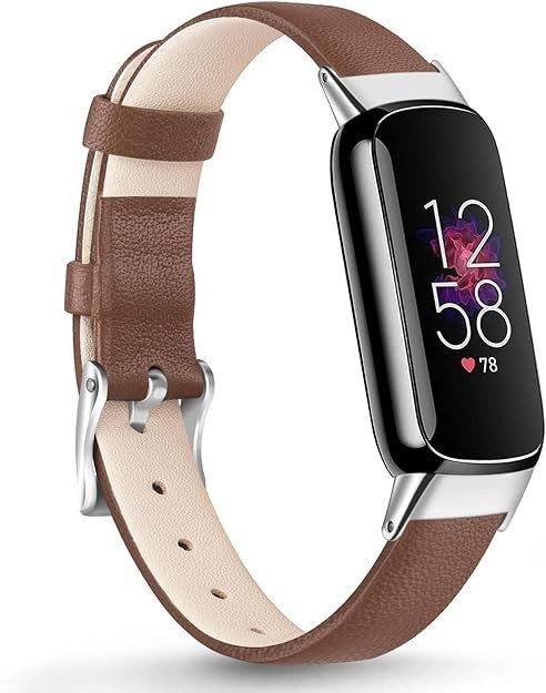 "Elegant Slim Leather Compatible for Fitbit Luxe Watch Band,Strap Wristband, Sof