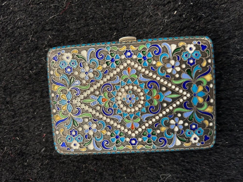 ANTIQUE RUSSIAN SILVER ENAMEL CIGARETTE CASE