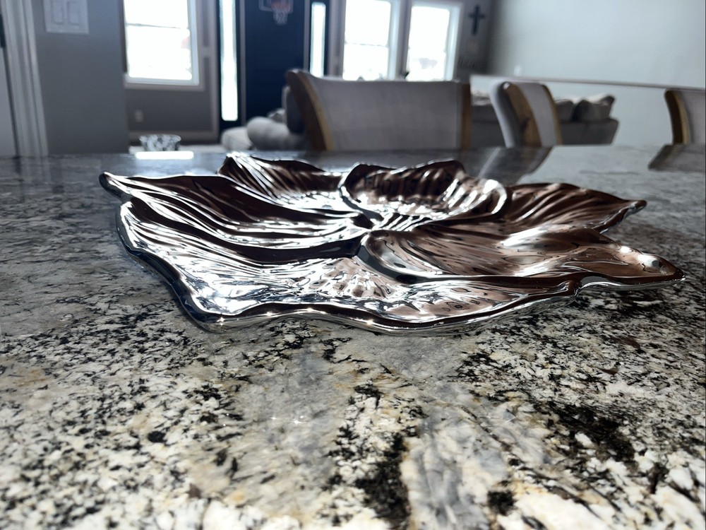 Silver Orchid Plate Large Beautiful