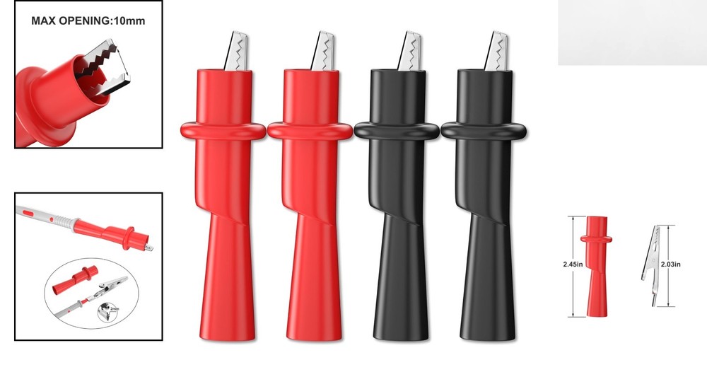 4PCS Push-On Alligator Clips Set for Multimeter Electrical Testing
