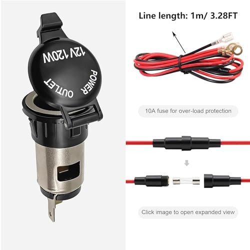 Cigarette Lighter Socket,12V DC Car Cigarette 2Pcs12V metal cigarette lighter