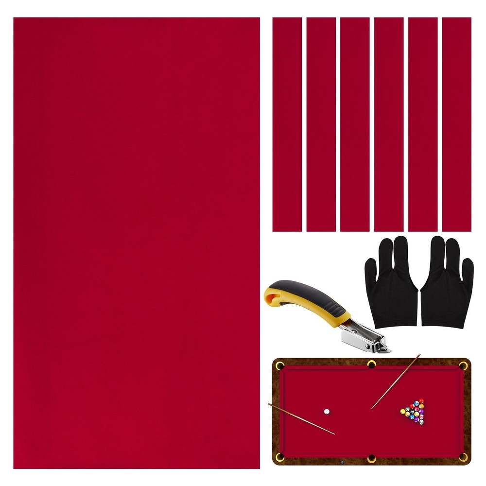 8ft Pool Table Felt Replacement Kit - Pre-Cut Billiard Cloth, Gloves & Tools