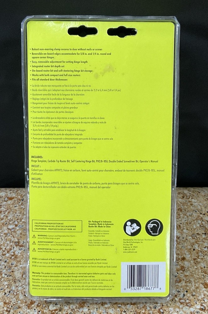 Ryobi A99HT3 Door Hinge Router Template Includes FREE Bits