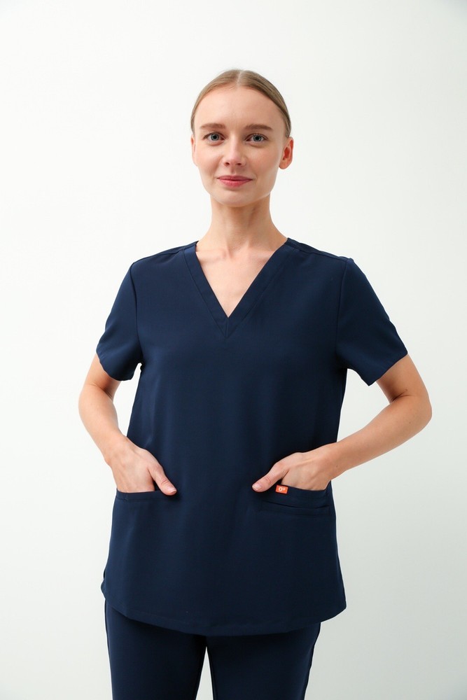 OPLUS - Navy V-Neck Relax Scrub Top