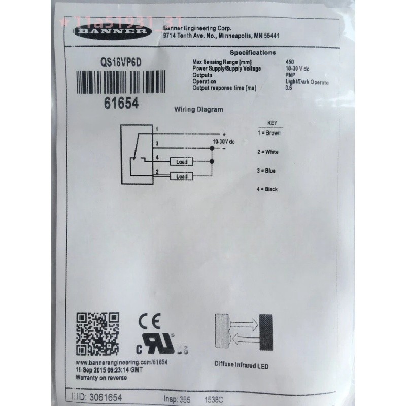 One Banner QS18VP6D Photoelectric Sensor New Expedited Shipping