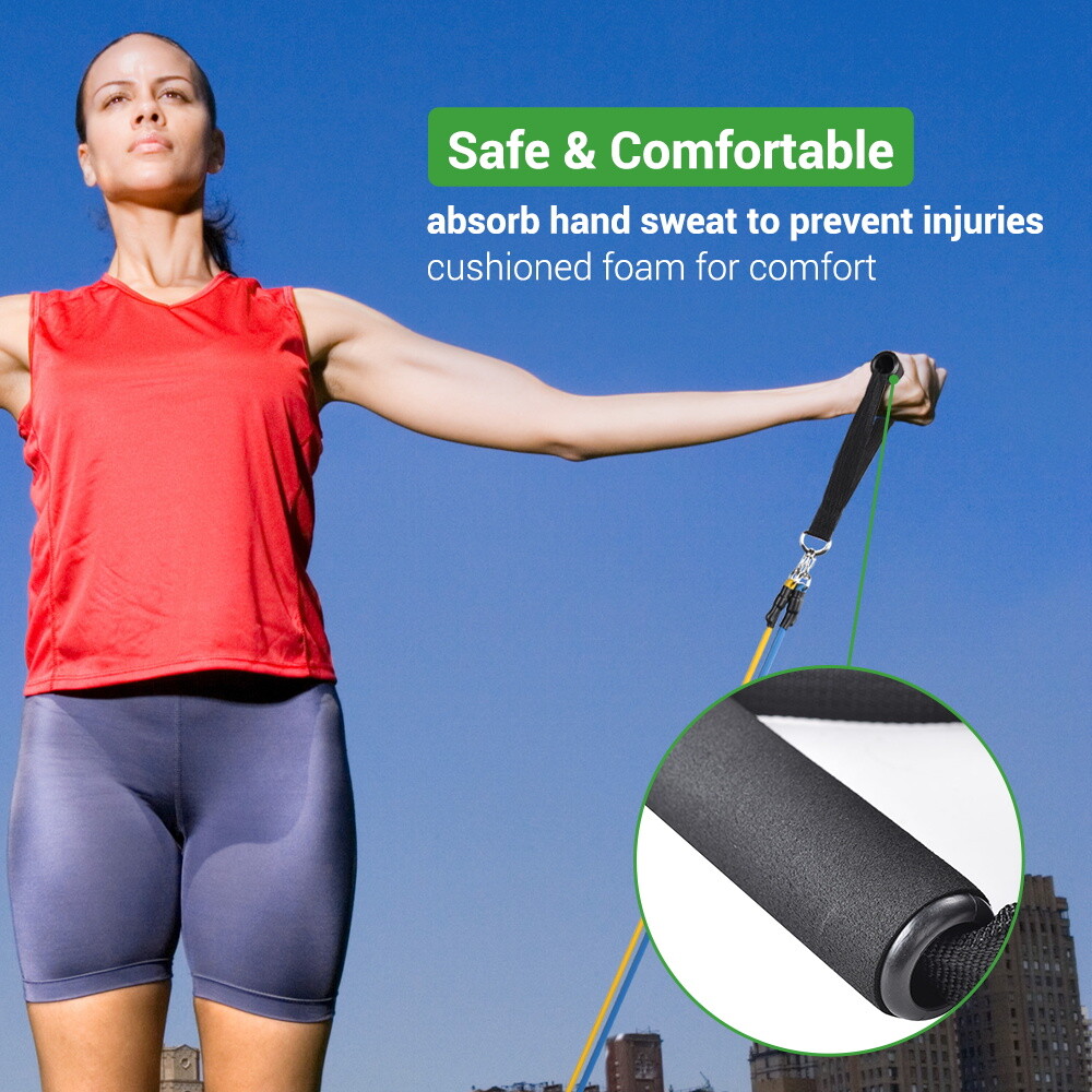 5 Tubes Resistance Bands Set Exercise Workout Stackable 100Lbs Ankle Strap Home