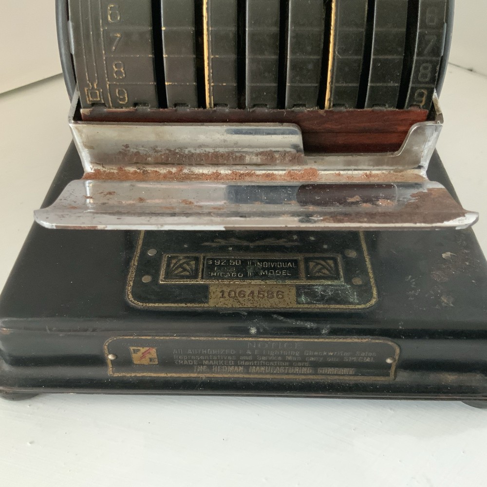 Vintage F E LIGHTNING Check Writer