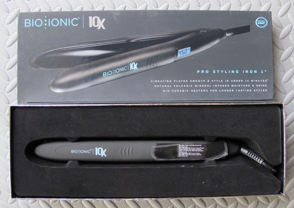 Bio Ionic 10X Pro Styling Flat Iron with Vibrating 1" Plates Black