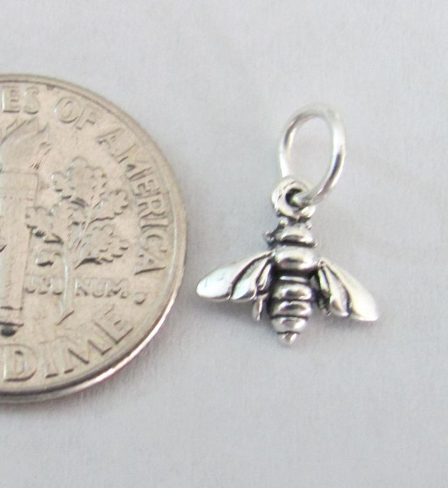 Very small Sterling Silver Bee mini tiny charm.