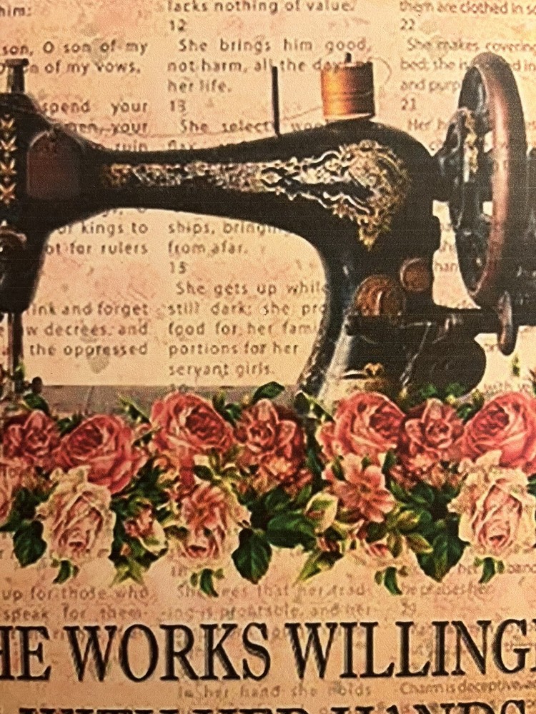 Antique Sewing Machine, Proverbs, Rustic Primitive Handcrafted Plaque / Sign
