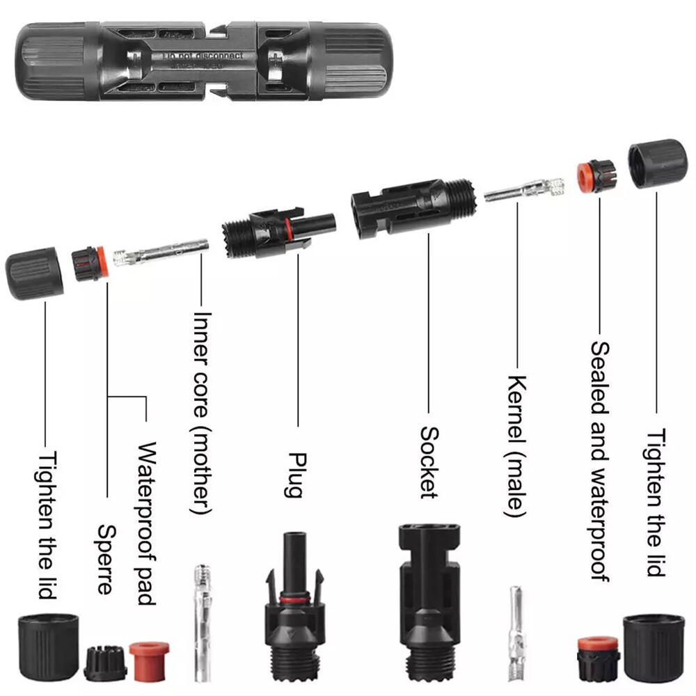 10 Pairs Male Female Wire Cable Connector Set Solar Panel Waterproof Connectors