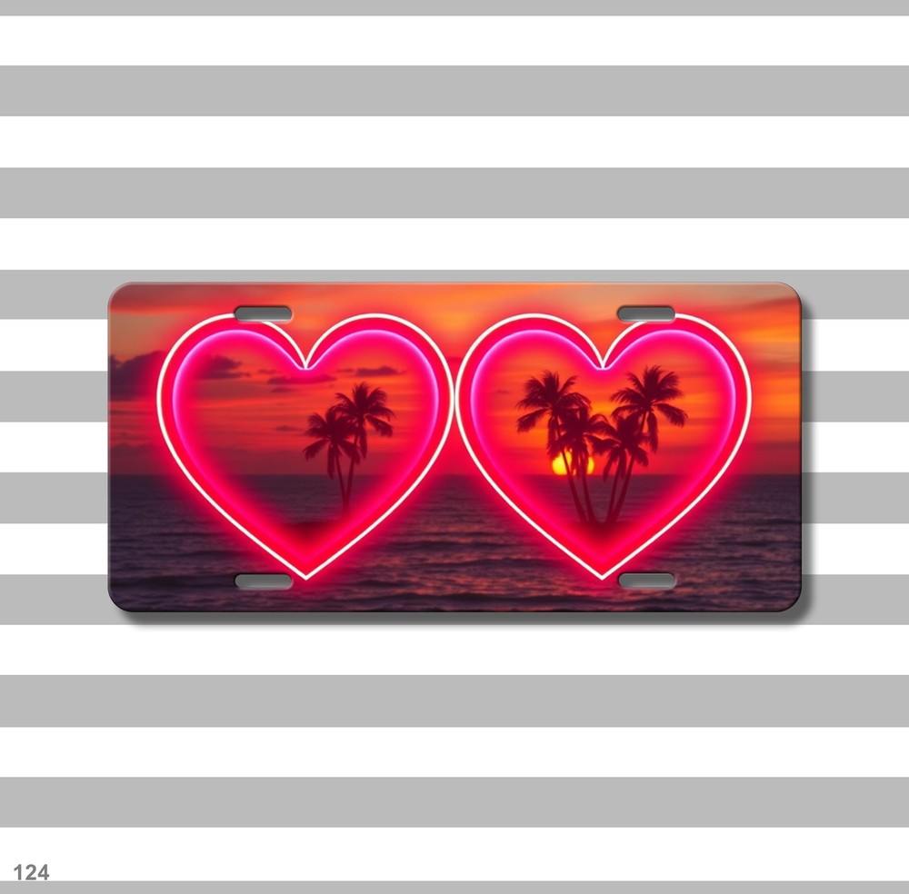 Romantic Couples Hearts Design Add Text License Plate Customizable Decor