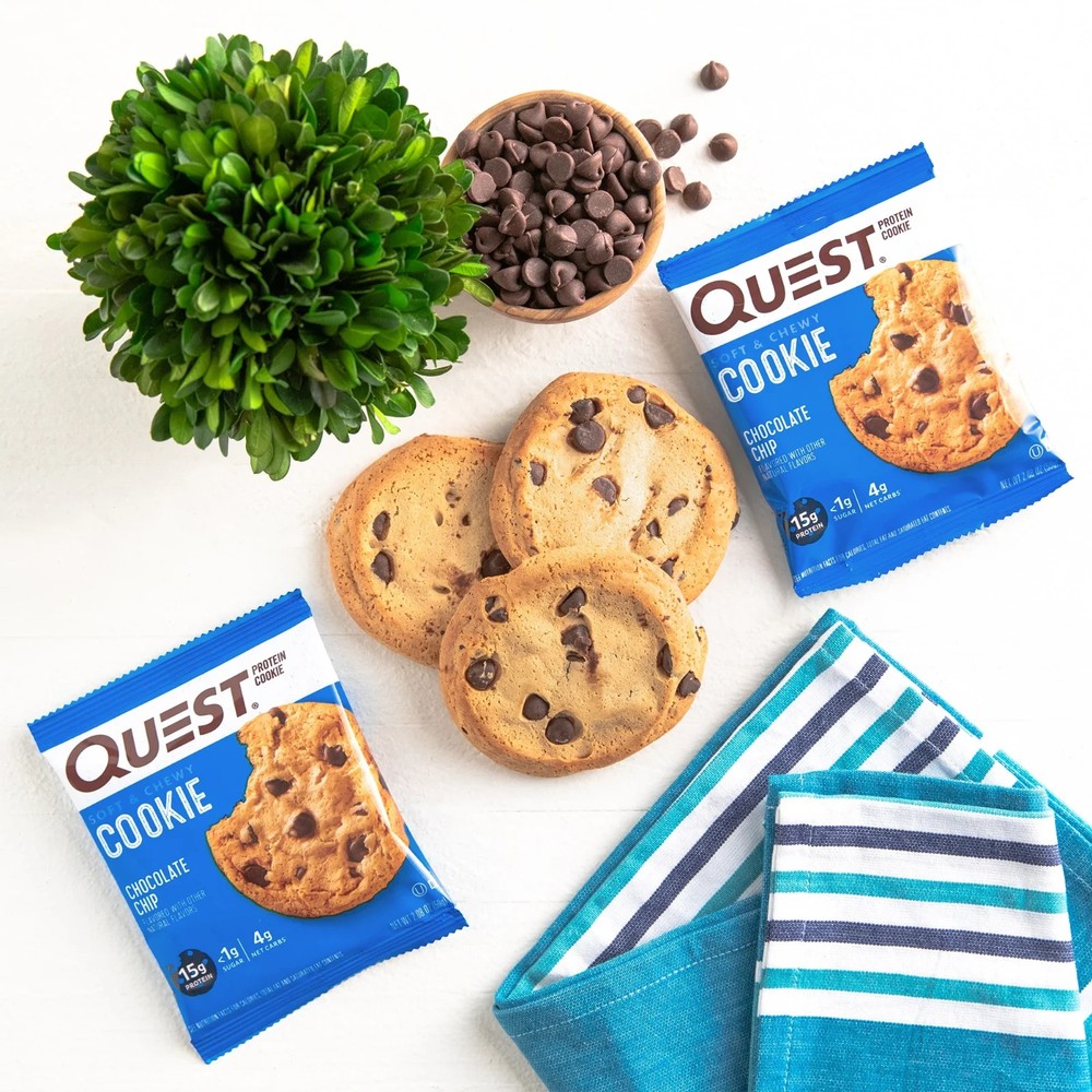 Quest Soft & Chewy Protein Cookie, High Protein, Chocolate Chip, 4 Count..