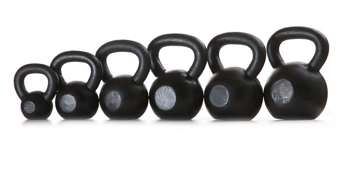 PowerFit Cast Iron Black Kettlebells-Overstock