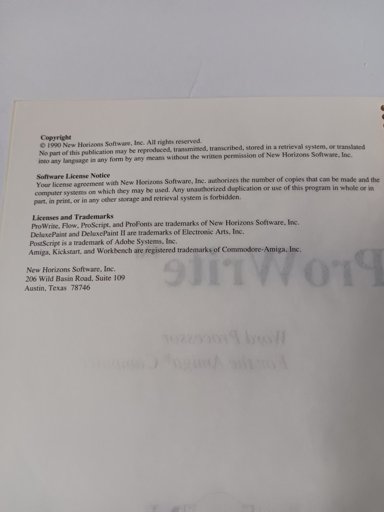 Amiga Pro Write Advanced Word Processor Manual & Supplement New Horizons