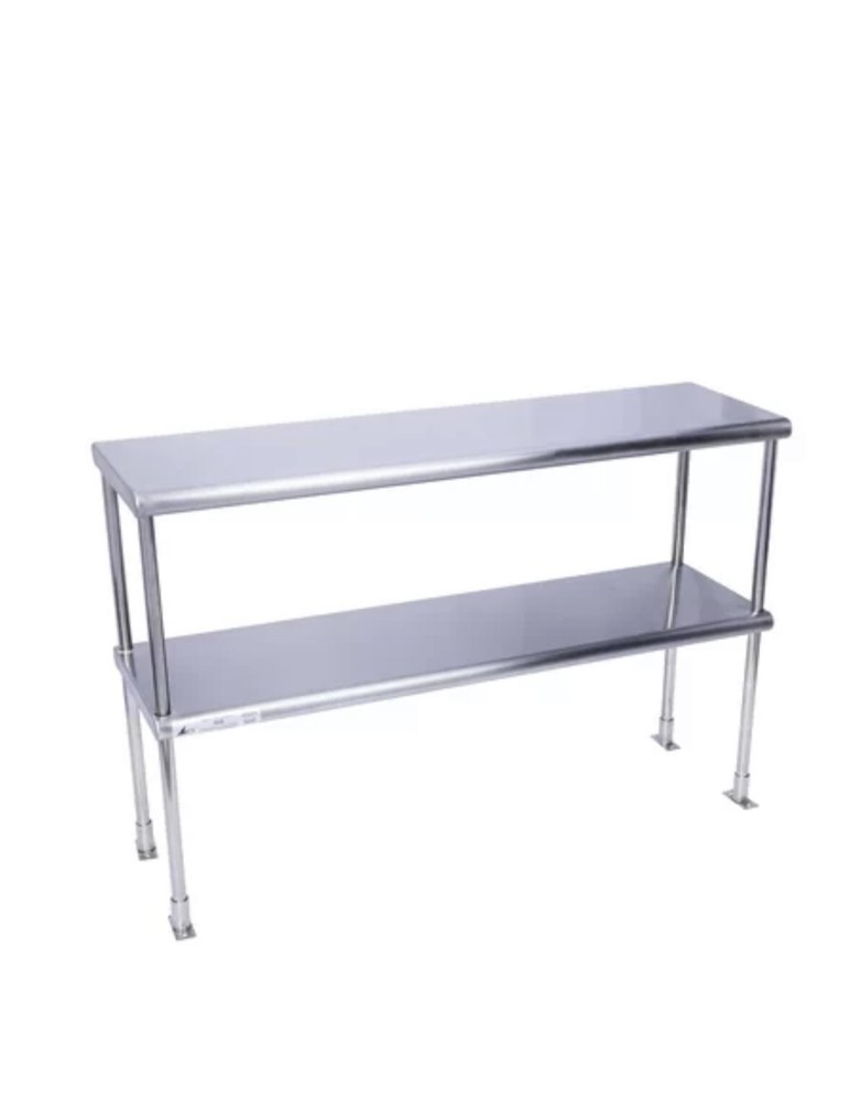 Stainless Steel Adjustable Double Overshelf for Work Table 14" x 48" - TOP Mount