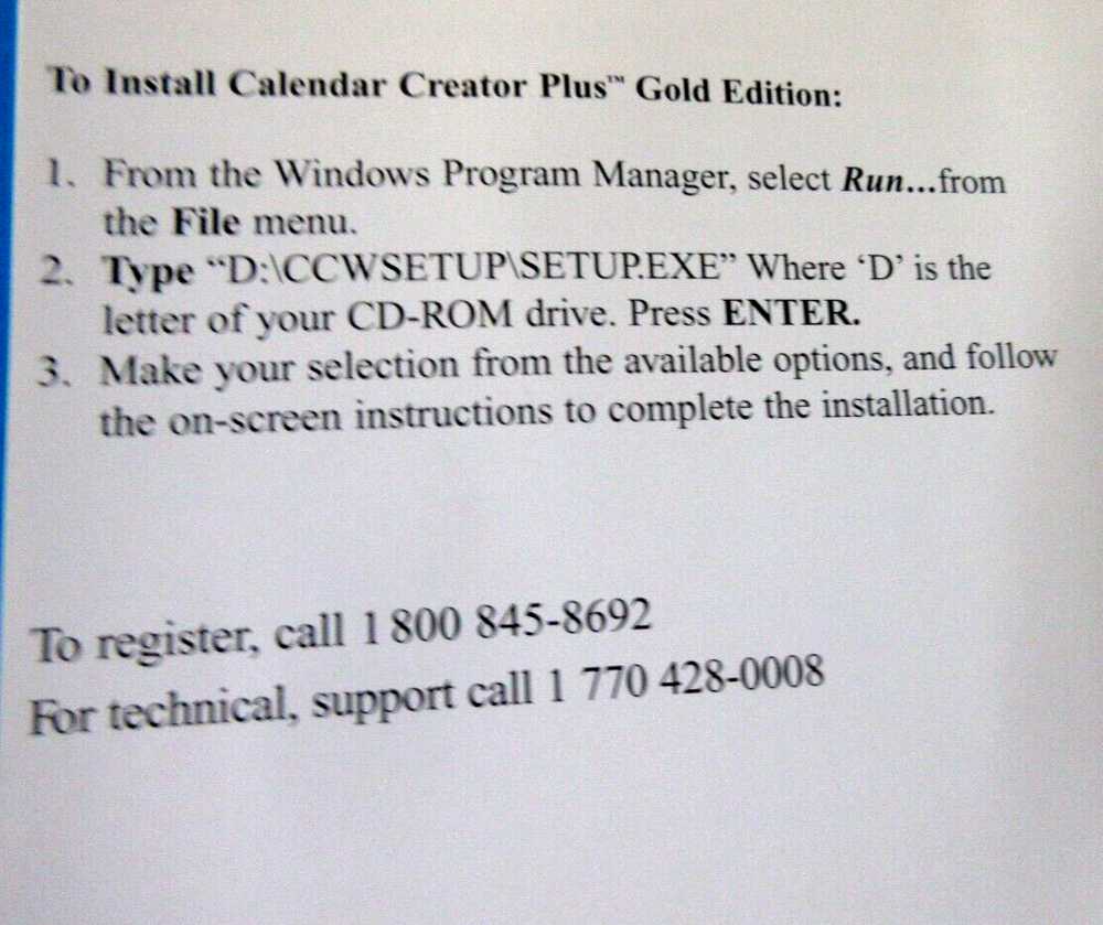 Microsoft Windows Gold Edition Calendar Creator Plus CD ROM Vintage 1995
