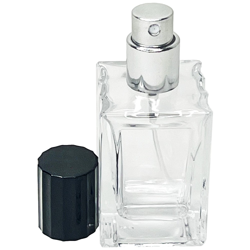 30ml 1oz clear cube glass empty perfume spray bottles black lid refillable