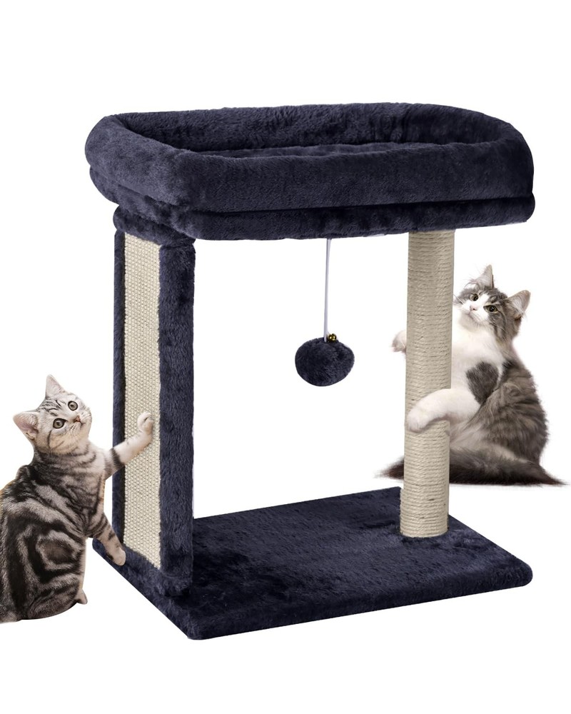 Samll Cat Tree with Scratching Board, Scratching Post with Perch for Indoor C...