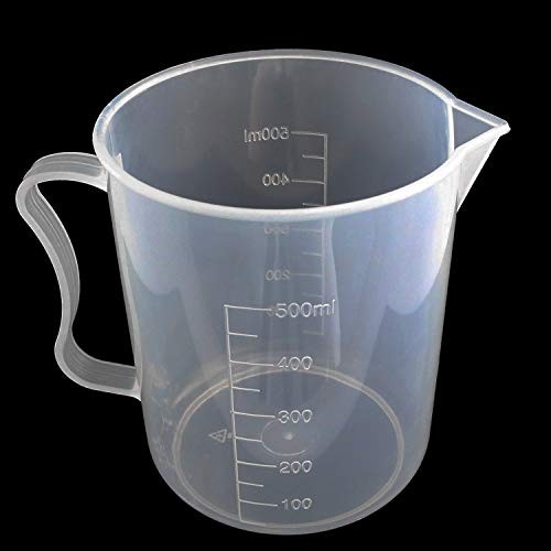 Cup 500ml Clear PP Plastic Graduated Beaker Liquid Measure Mug Container with
