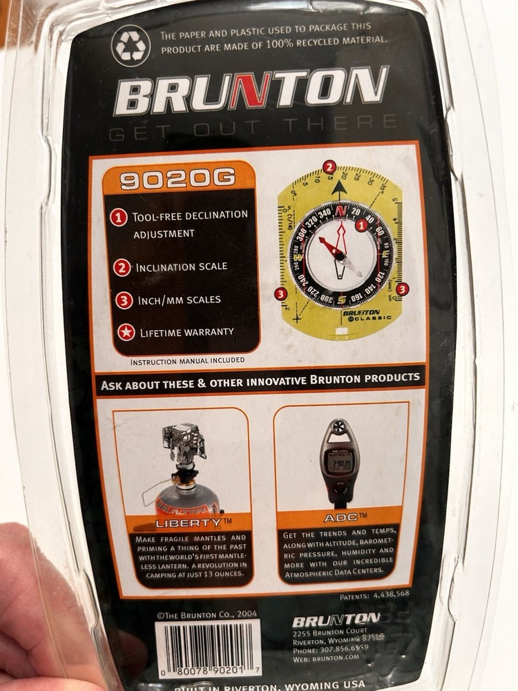 Brunton 9020G Compass Optic Green Base Plate Declination Adjustment