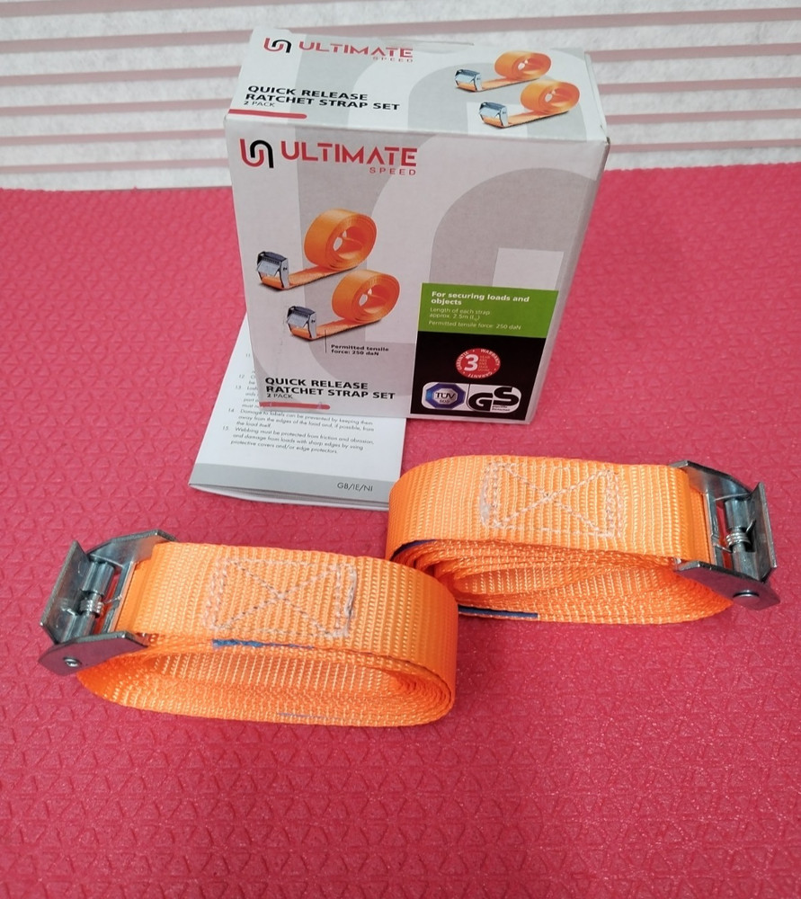 ULTIMATE SPEED TIDE & QUICK RELEASE RATCHET STRAP SET 2 PACK 2.5M 250daN 🚗🔩